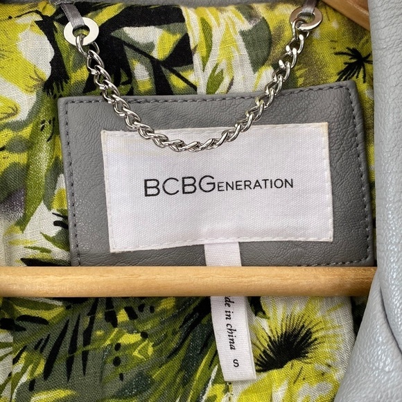 BCBG Faux Leather Jacket, grey, size S - Picture 3 of 5